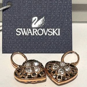 Swarovski Rose Gold Heart Earrings with Clear Crystals